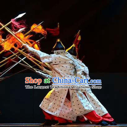Xiaozhuang Changge Chinese Ping Opera Qing Dynasty Soldier Armor Costumes and Headwear Pingju Opera Wusheng Apparels Clothing
