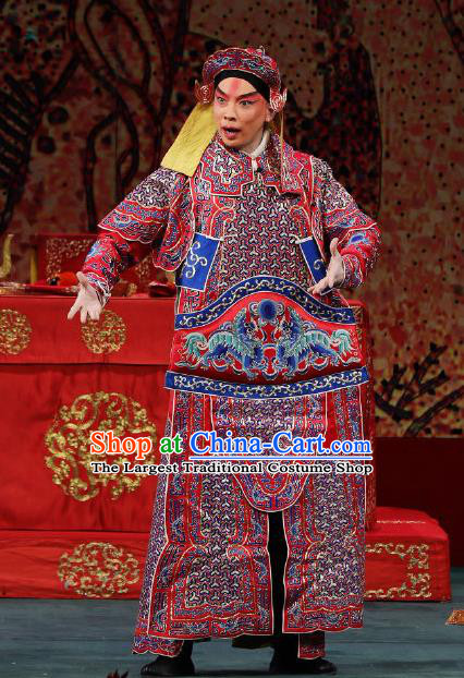 Zhai Ying Hui Chinese Peking Opera Takefu Armor Garment Costumes and Headwear Beijing Opera Wusheng Apparels Martial Male Tang Jiao Clothing