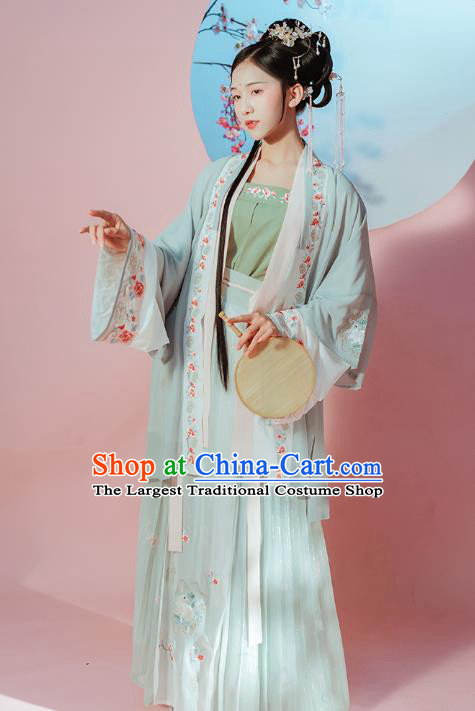 Chinese Traditional Song Dynasty Patrician Female Historical Costumes Ancient Young Lady Embroidered Hanfu Dress Garment Complete Set for Women