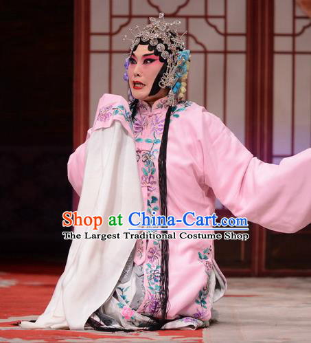 Chinese Hebei Clapper Opera Diva Jiang Qiulian Garment Costumes and Headdress Chun Qiu Pei Traditional Bangzi Opera Actress Dress Hua Tan Apparels
