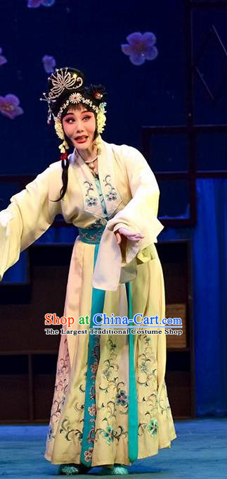 Chinese Hebei Clapper Opera Young Lady Garment Costumes and Headdress Zhong Kui Traditional Bangzi Opera Hua Tan Dress Actress Apparels