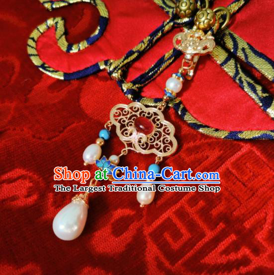 Chinese Classical Blueing Lotus Brooch Traditional Hanfu Cheongsam Accessories Handmade Agate Breastpin Pendant for Women