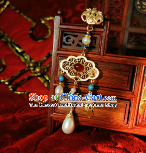 Chinese Classical Blueing Lotus Brooch Traditional Hanfu Cheongsam Accessories Handmade Agate Breastpin Pendant for Women
