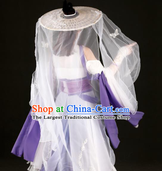 Traditional Chinese Cosplay Hanfu Dress Ancient Female Swordsman Purple Costume for Women