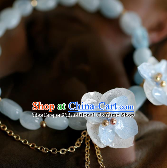 Baroque Handmade Flowers Jewelry Accessories European Novel Design Aquamarine Beads Bracelet for Women