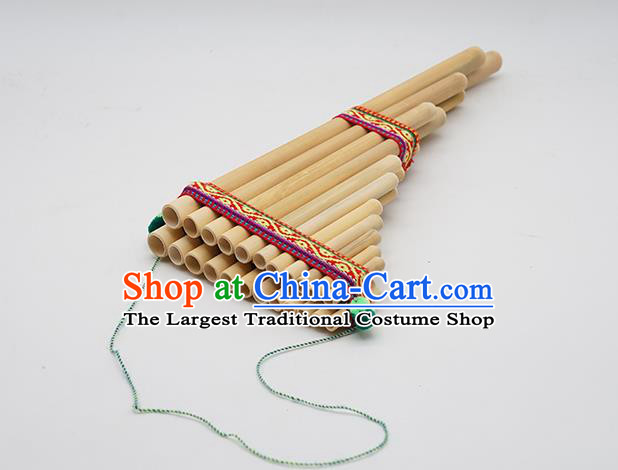 Peru Traditional Musical Instruments Indian Religious Double Row Panpipe Wind Instrument  Scale Pan Flute