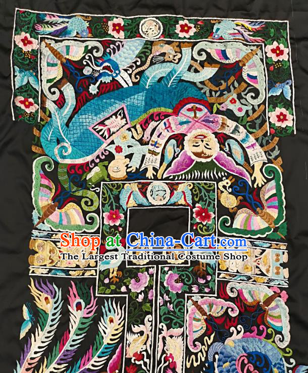 Chinese Traditional Embroidered Phoenix Dragon Fabric Patches Handmade Embroidery Craft Miao Ethnic Accessories Embroidering Applique