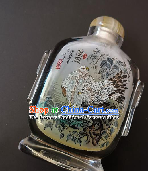 Chinese Snuff Bottle Traditional Handmade Painting Double Eagle Inside Snuff Bottles
