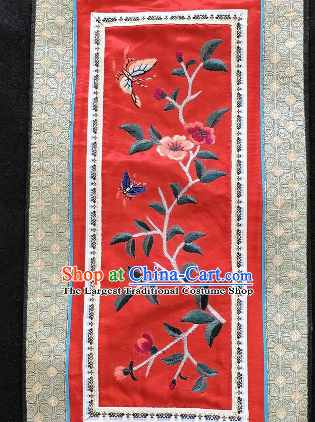 Chinese National Embroidered Flowers Bird Paintings Traditional Handmade Embroidery Decorative Red Silk Picture Craft