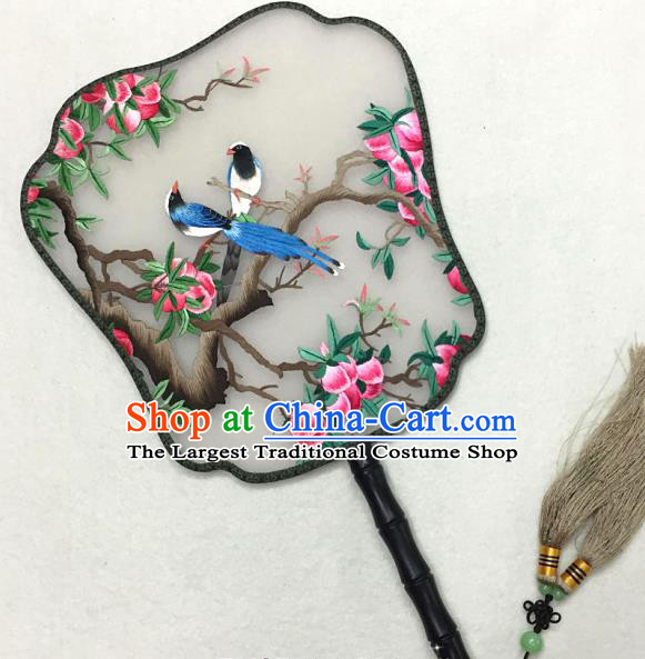 China Embroidered Peach Palace Fan Traditional Hanfu Fan Handmade Classical Dance Silk Fan