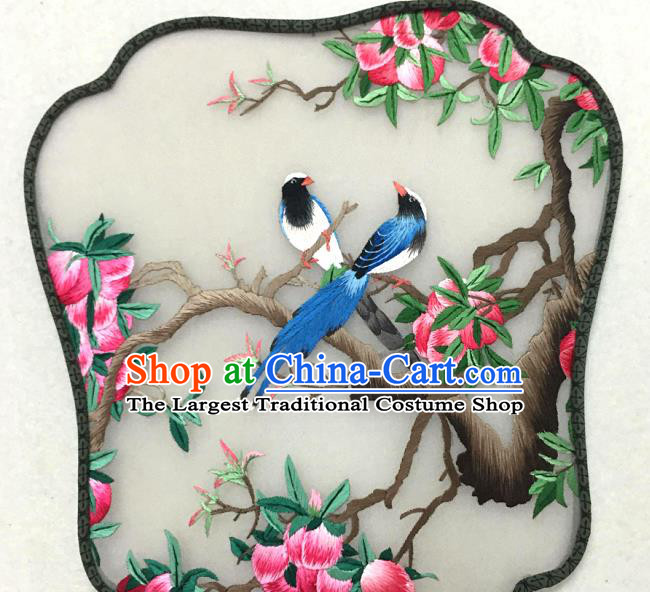 China Embroidered Peach Palace Fan Traditional Hanfu Fan Handmade Classical Dance Silk Fan