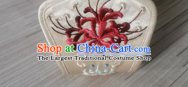 Handmade Chinese Traditional Han Dynasty Champagne Satin Shoes Princess Shoes Bow Shoes Embroidered Shoes