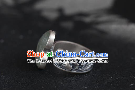 Chinese National Jade Cloud Ring Handmade Jewelry Accessories Classical Silver Circlet