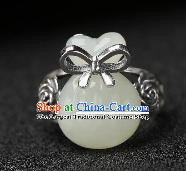 Chinese National Jade Lucky Bag Ring Handmade Jewelry Accessories Classical Circlet