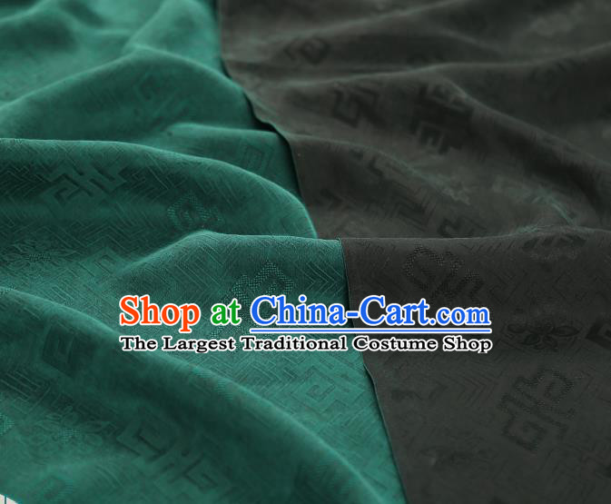 Chinese Jacquard Green Satin Cloth Classical Pattern Silk Fabric Traditional Qipao Dress Gambiered Guangdong Gauze