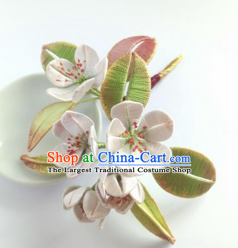 Chinese Ancient Princess Silk Pear Blossom Hair Stick Traditional Hanfu Hair Accessories Song Dynasty Court Hairpin