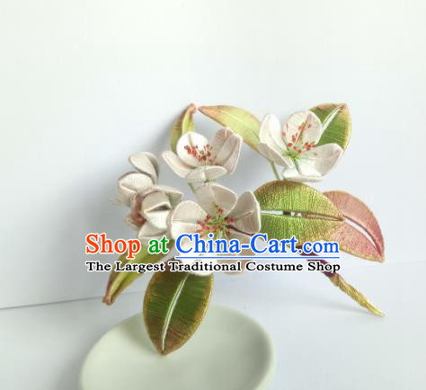 Chinese Ancient Princess Silk Pear Blossom Hair Stick Traditional Hanfu Hair Accessories Song Dynasty Court Hairpin