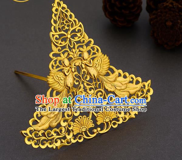 China Ancient Empress Hair Accessories Handmade Traditional Tang Dynasty Queen Golden Hair Crown
