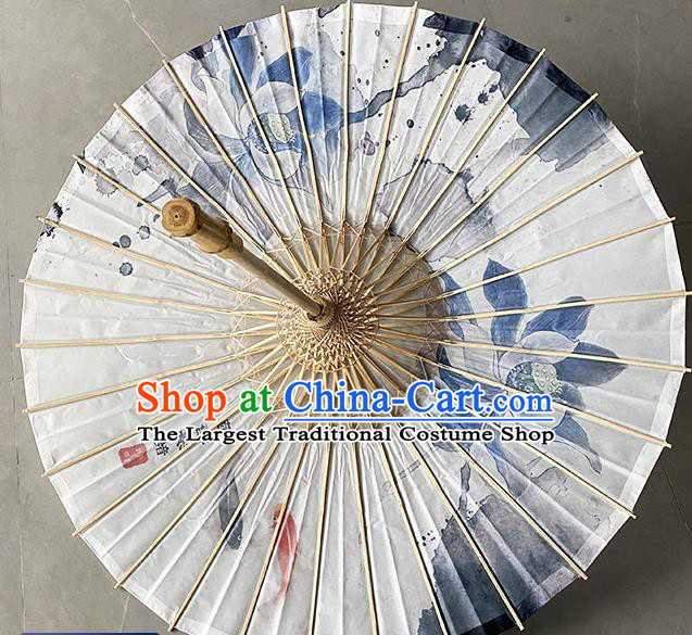 Traditional China Ink Painting Lotus Oil Paper Umbrella Stage Show Umbrella Hand Umbrellas Artware