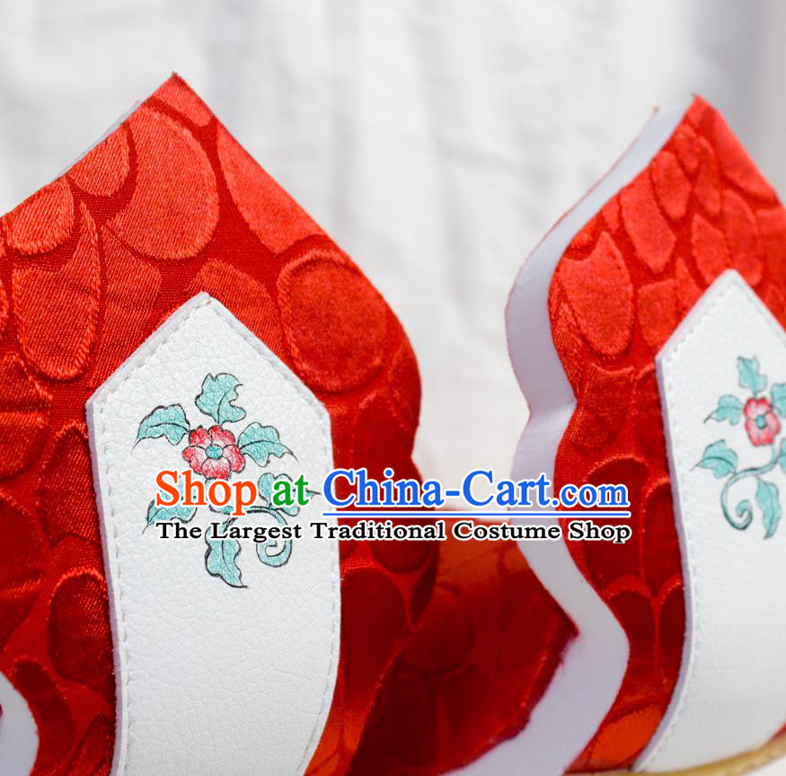 China Hanfu Wedding Shoes Traditional Tang Dynasty Princess Shoes Classical Red Brocade Shoes