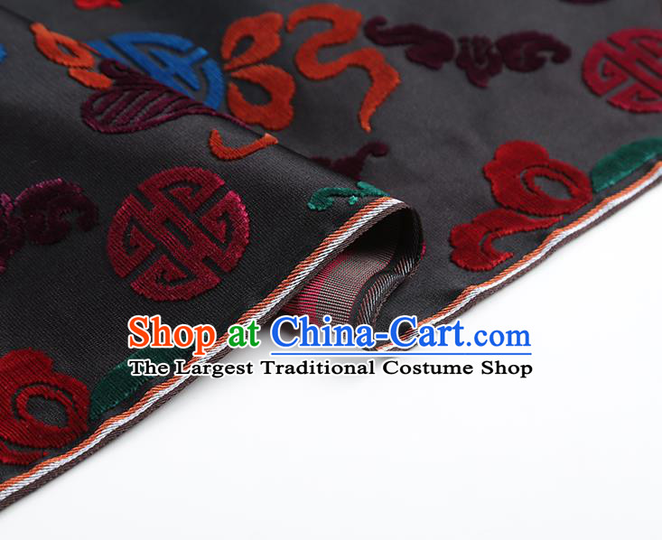 China Classical Qipao Dress Silk Fabric Traditional Lucky Pattern Black Brocade Jacquard Cloth