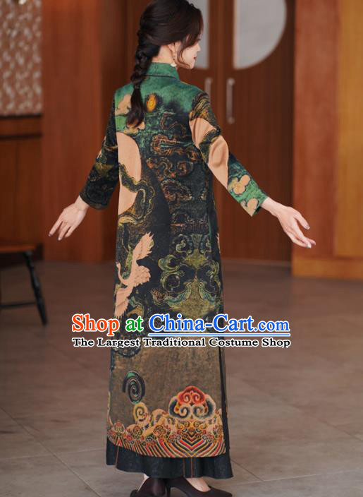 China National Gambiered Guangdong Gauze Outer Garment Traditional Tang Suit Printing Dust Coat