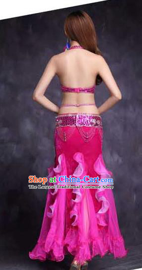 India Female Oriental Dance Stage Performance Clothing High Indian Belly Dance Diamante Rosy Bra Outfits