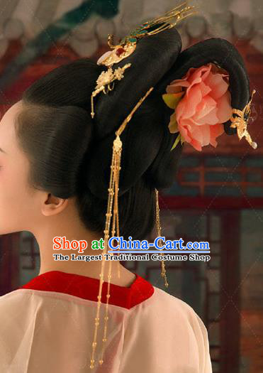 Chinese Ancient Tang Dynasty Imperial Concubine Hair Crown and Hairpins