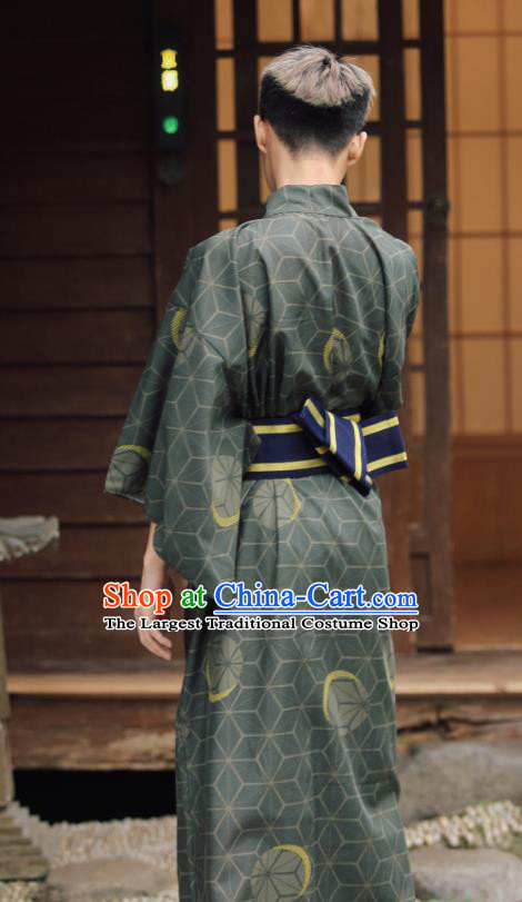 Japanese Cosplay Samurai Clothing Asian Japan Traditional Dark Green Yukata