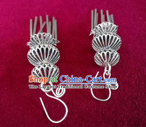 China National Ethnic Silver Gourd Earrings Traditional Cheongsam Ear Accessories