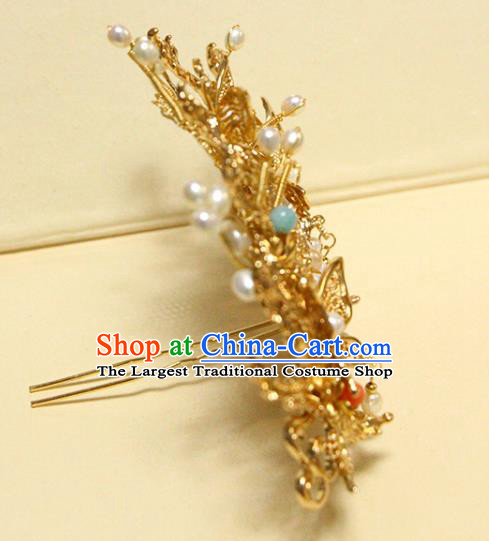 China Ancient Noble Woman Phoenix Coronet Traditional Wedding Hair Accessories Ming Dynasty Golden Hair Crown
