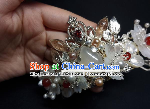 China Handmade Shell Flowers Hairpin Traditional Ming Dynasty Hair Accessories Ancient Princess Hair Crown