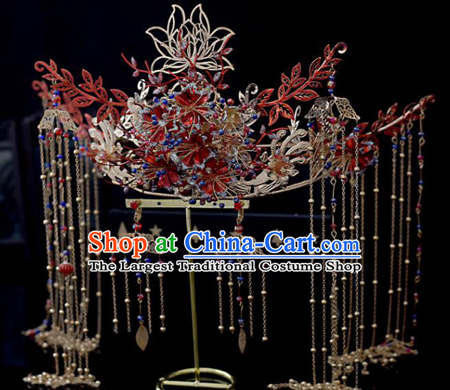 Chinese Classical Bride Phoenix Coronet Headdress Traditional Wedding Hair Accessories Xiuhe Suit Hair Crown