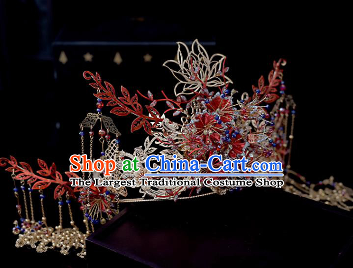 Chinese Classical Bride Phoenix Coronet Headdress Traditional Wedding Hair Accessories Xiuhe Suit Hair Crown