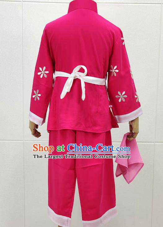 China Beijing Opera Country Lady Garment Costumes Opera Village Girl Rosy Outfits Clothing for Kids