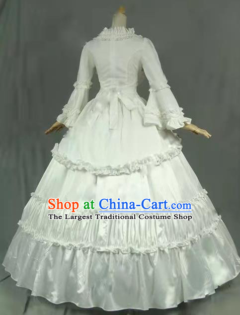 European Court Princess White Dress Ancient Renaissance Noble Lady Garment Clothing Western Palace Performance Formal Dress