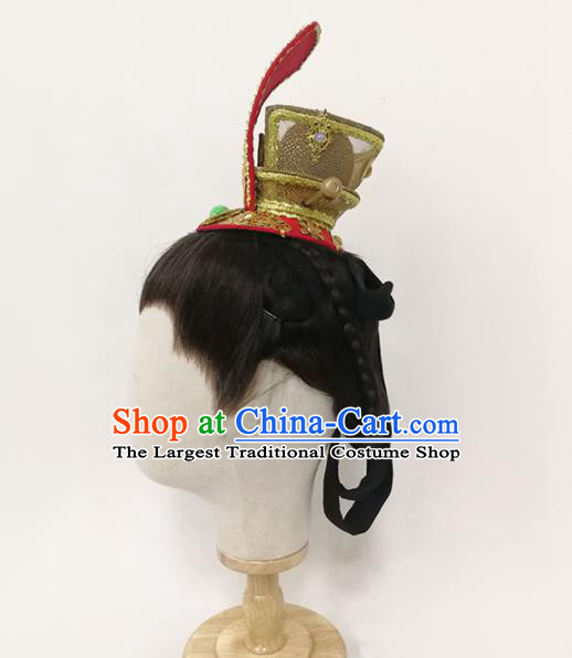 Chinese Traditional Beijing Opera Xiaosheng Hair Accessories Yue Opera Niche Headdress Opera Prince Red Hairdo Crown