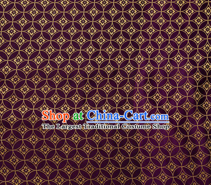 China Traditional Tang Suit Fabric Purple Copper Pattern Brocade Material Hanfu Silk Damask Jacquard Tapestry