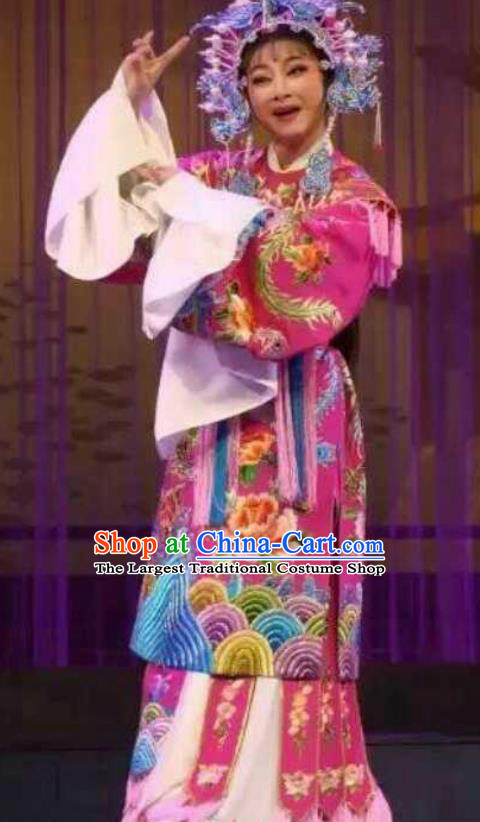 China Shaoxing Opera Princess Rosy Dress Outfits Traditional Peking Opera Diva Clothing Ancient Imperial Concubine Garment Costumes
