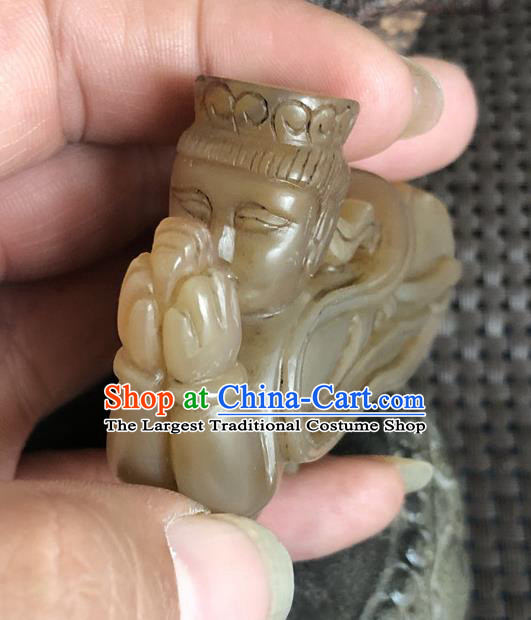 China Traditional Jade Craft Flying Apsaras Jade Sculpture Handmade Agate Carving Accessories