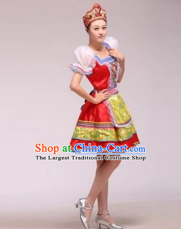 Professional Russia Festival Performance Costume Russian Court Maid Red Dress Modern Dance Fashion Garment