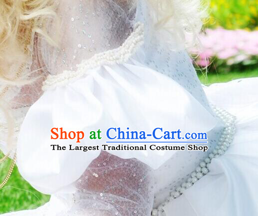 Custom Spanish Princess Clothing Cosplay Flower Fairy White Full Dress Halloween Fancy Ball Garment Costume