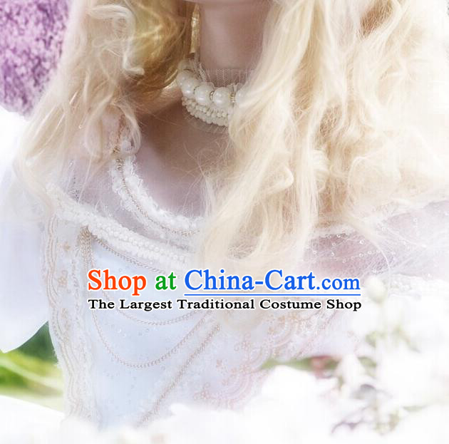 Custom Spanish Princess Clothing Cosplay Flower Fairy White Full Dress Halloween Fancy Ball Garment Costume