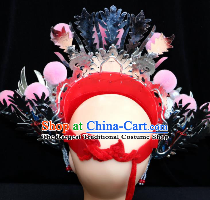 China Beijing Opera Children Headdress Ancient Swordswoman Hair Accessories Shaoxing Opera Actress Blue Phoenix Coronet