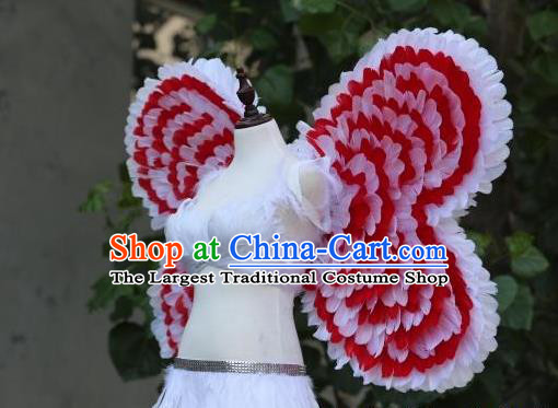 Custom Cosplay Angel Back Decorations Model Catwalks Props Halloween Fancy Ball Wear Carnival Parade Accessories Miami Show Red Feather Butterfly Wings