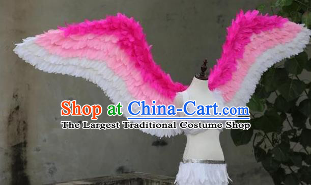 Custom Cosplay Fancy Ball Back Decorations Model Show Props Halloween Catwalks Wear Carnival Parade Accessories Miami Angel Pink Feathers Wings
