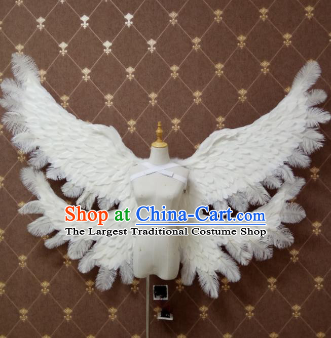 Custom Christmas Giant Angel Wings Halloween Cosplay Back Decorations Stage Show Deluxe White Feather Props Opening Dance Wear Miami Show Accessories