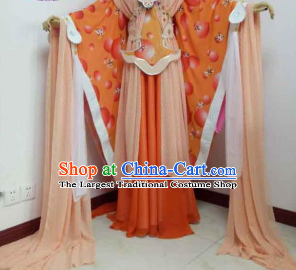 China Cosplay Princess Orange Dress Outfits Traditional Puppet Show Swordswoman Jun Manlu Garment Costumes Ancient Fairy Clothing