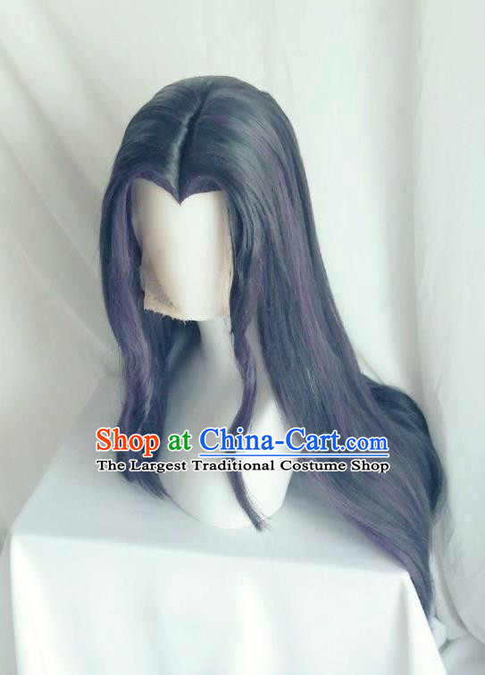 Chinese Cosplay Queen Hair Accessories Ancient Goddess Purple Wigs Headwear Traditional Puppet Show Empress Hairpieces