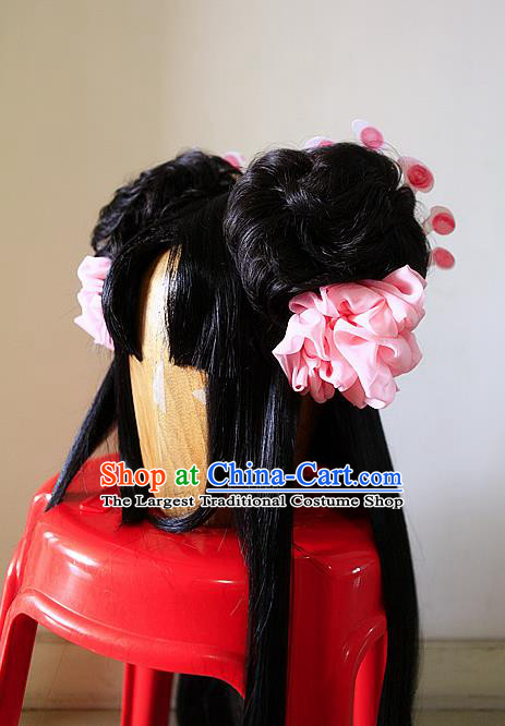 Chinese Ancient Young Lady Wigs Headwear Traditional Puppet Show Fairy Yan Pianpian Hairpieces Cosplay Princess Hair Accessories